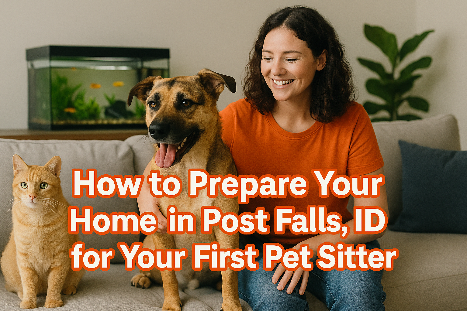 a woman pet sitting a dog, cat and fish in Post Falls, ID