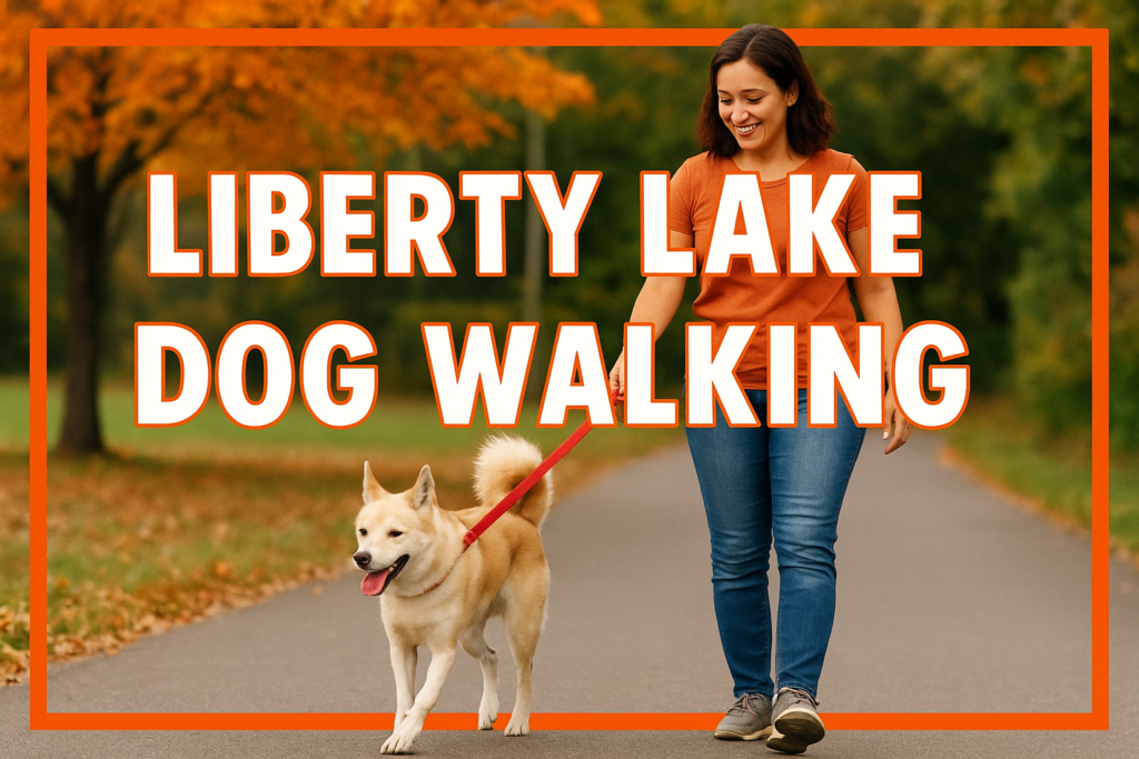 Liberty-Lake-Dog-Walking Woman walking a dog in Liberty Lake, WA