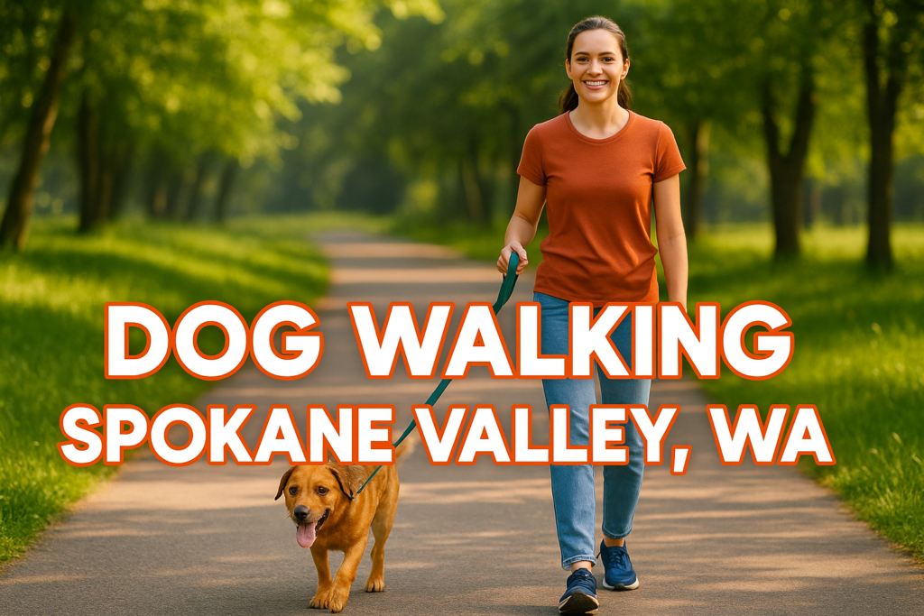 woman dog walking a dog in Spokane Valley