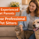 Woman pet sitting a cat and a dog