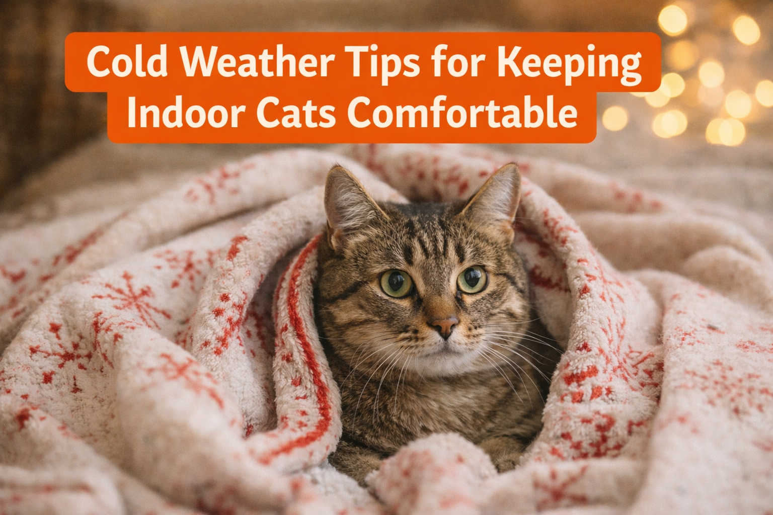 cat keeping warm in a blanket