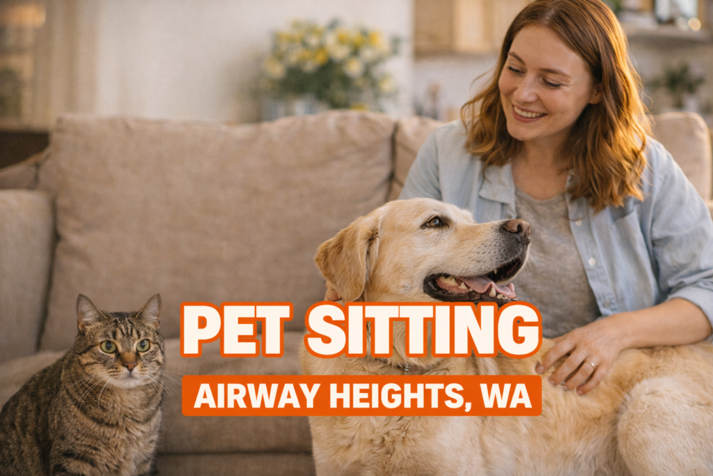 woman pet sitting a dog and a cat in Airway Heights, WA